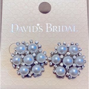 David's Bridal Pearl Crystal Earrings